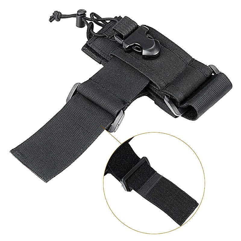 Adjustable Tactical Radio Holder Bag, Molle Two Way Radio Holster Pouch Holder, Nylon Duty Military Storage Case Bag for walkie Talkie (Black, 1 Pack)