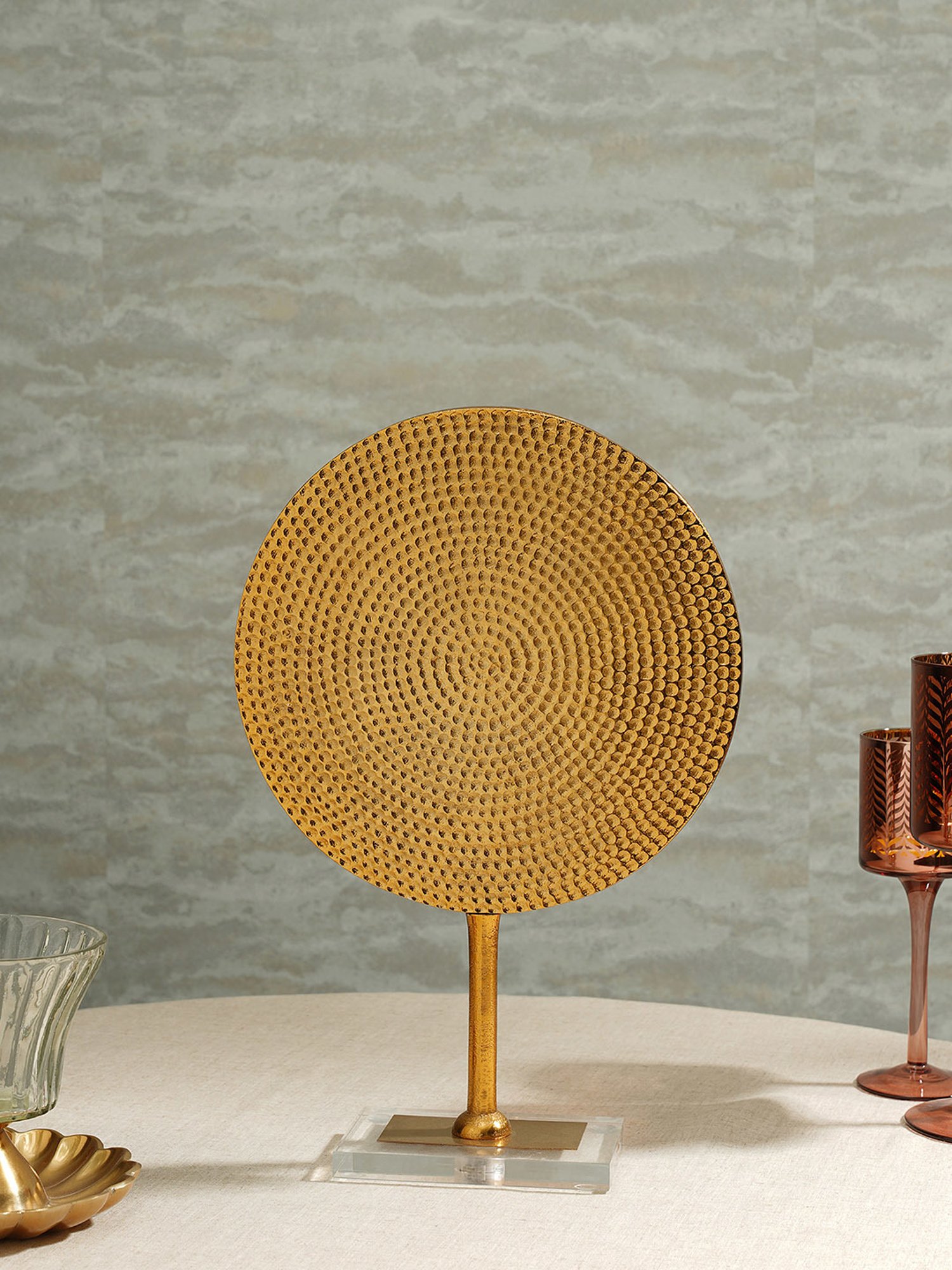 Pure Home and Living Gold Metal Textured Decor Objects