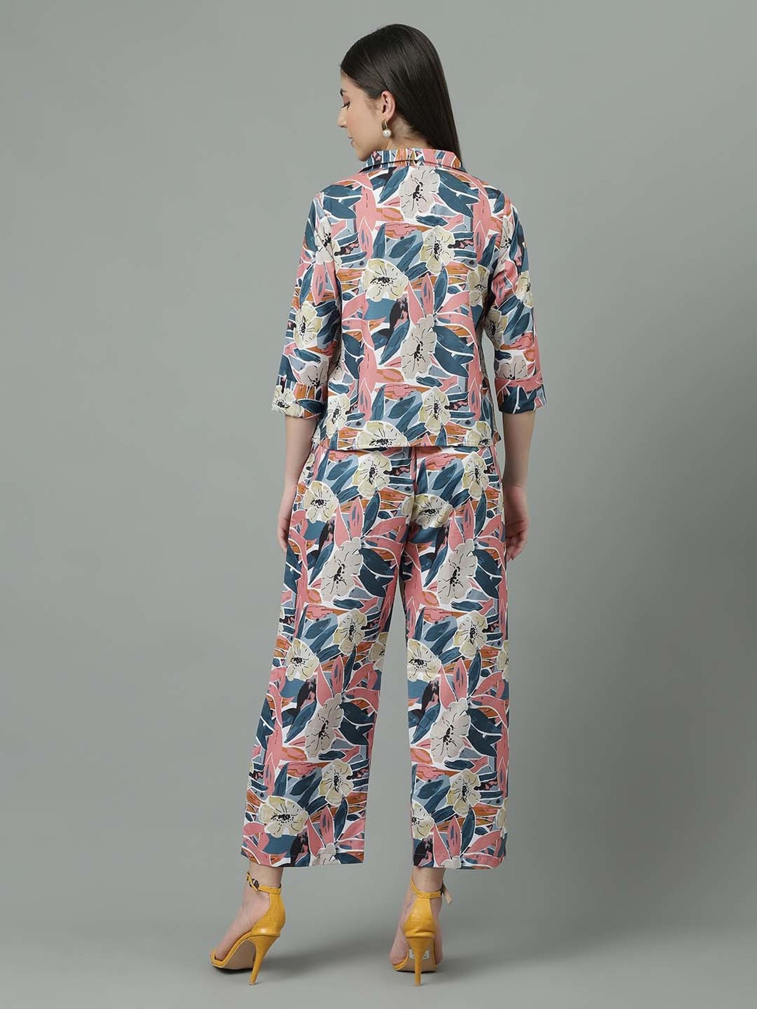 Sringam Multicolored Cotton Printed Shirt Pant Set