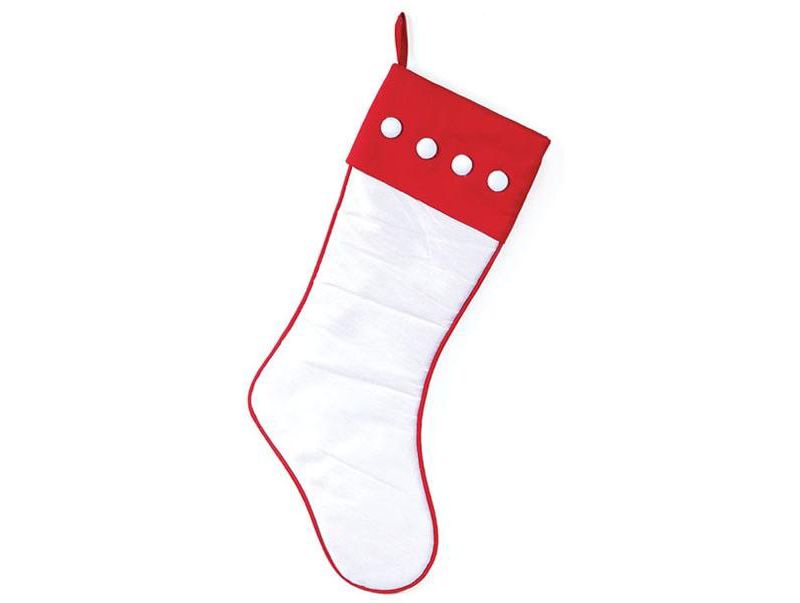 Melrose 18" Mod Holiday Red and White Christmas Stocking with White Buttons