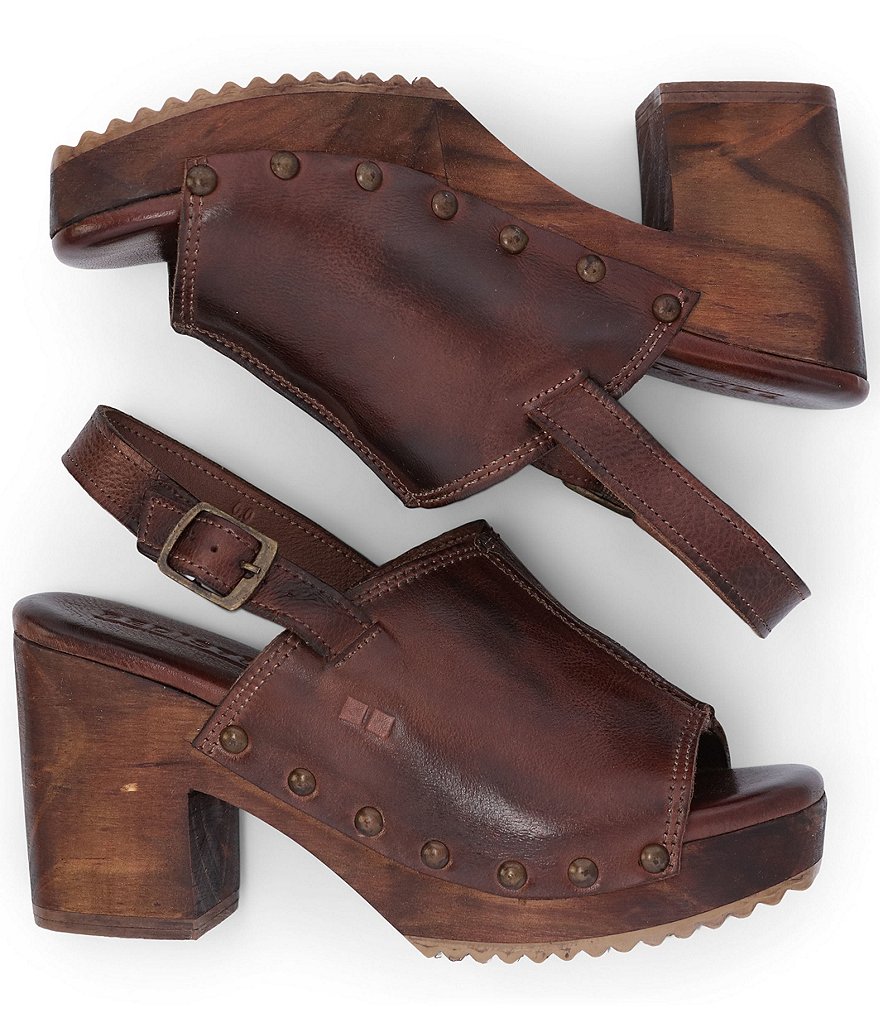 Bed Stu Marie Leather Block Heel Sling Back Platform Sandals