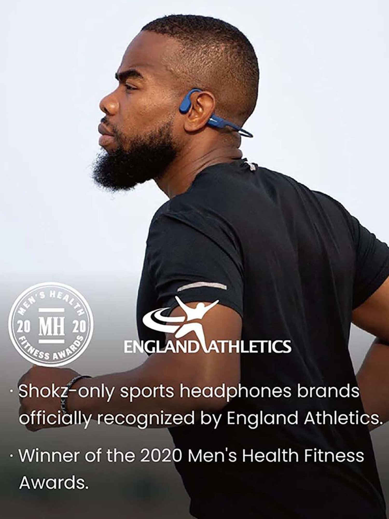 Shokz OpenRun Open-Ear Bluetooth Bone Conduction Sport Headphones (Blue)