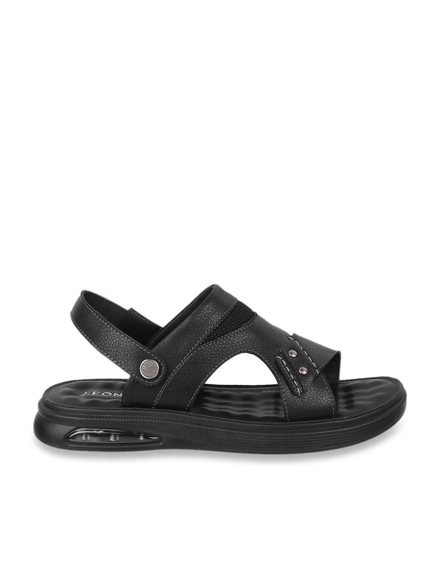 J. Fontini by Mochi Men's Black Back Strap Sandals