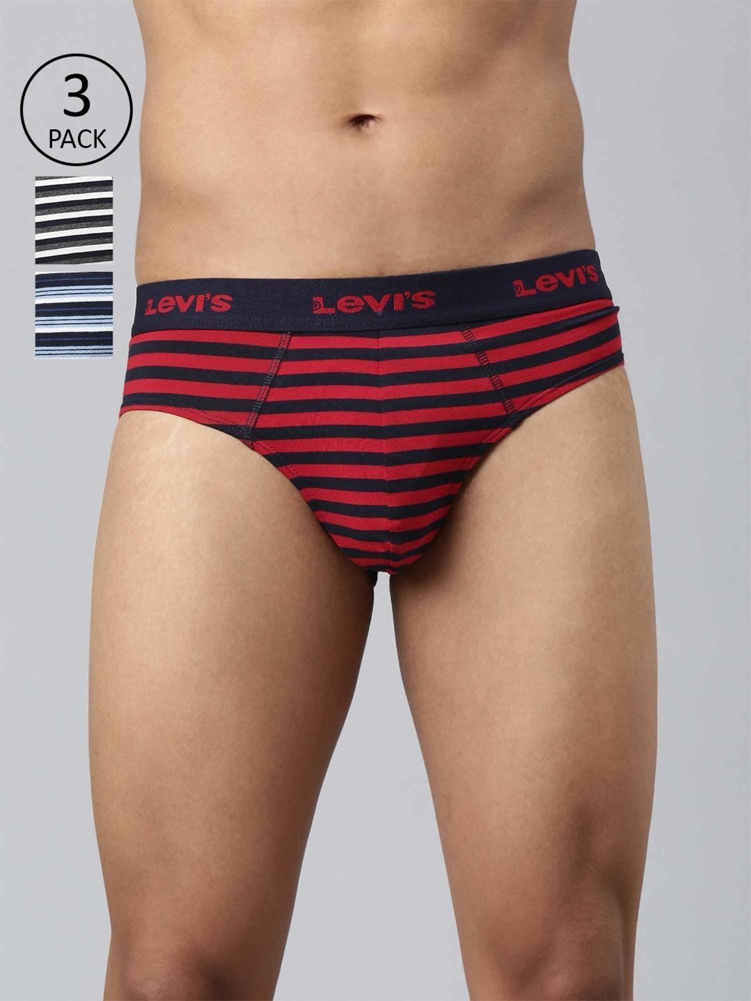 Levi'S Multicolored Cotton Skinny Fit Striped Briefs - Pack Of 3