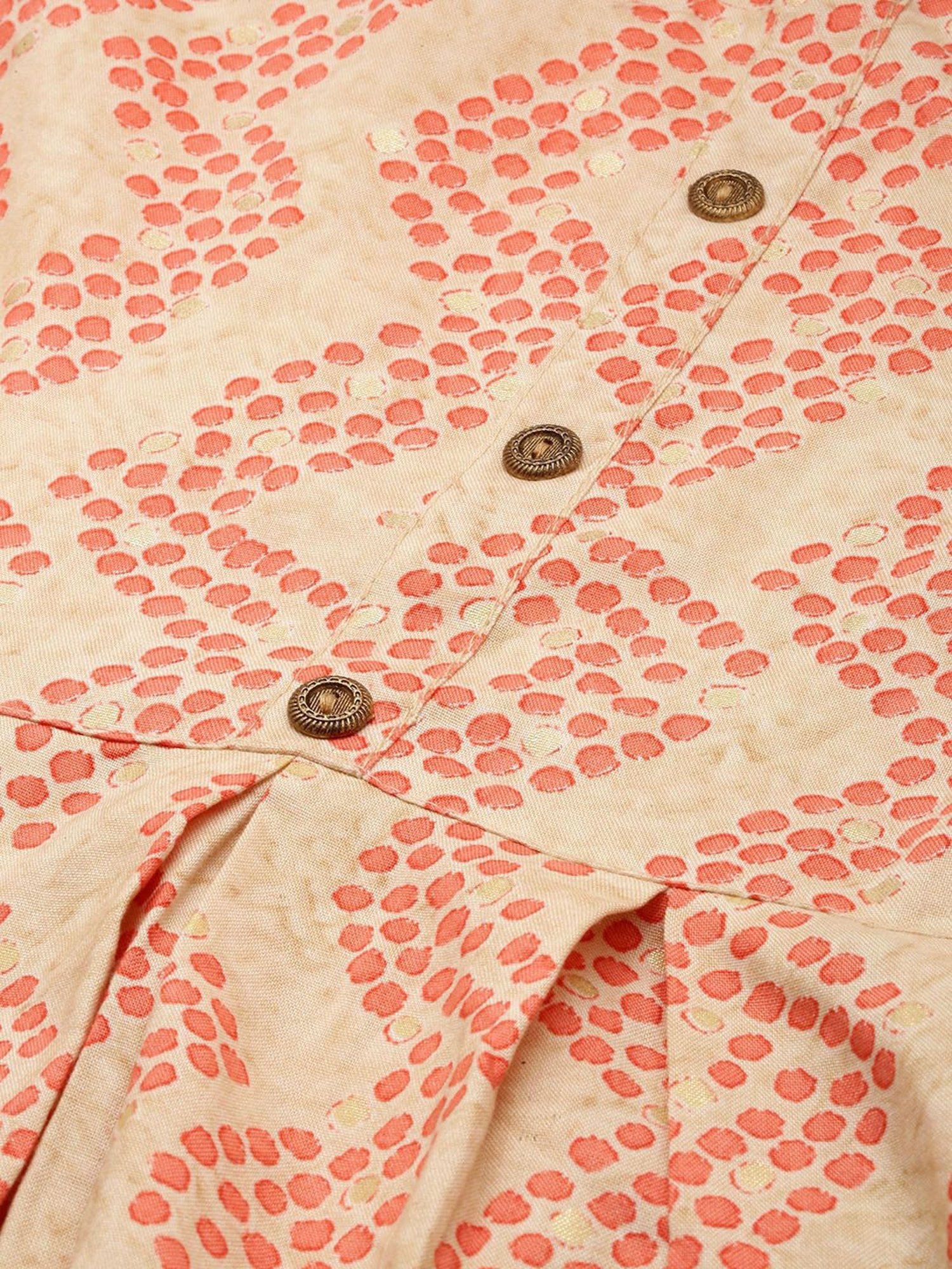 SHANVIKA Beige Printed A Line Kurta