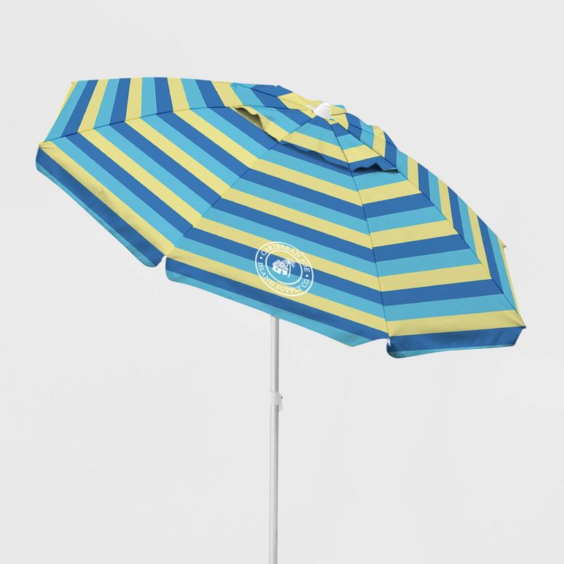 Caribbean Joe Outdoor Beach Stick Umbrella - Blue/ Yellow