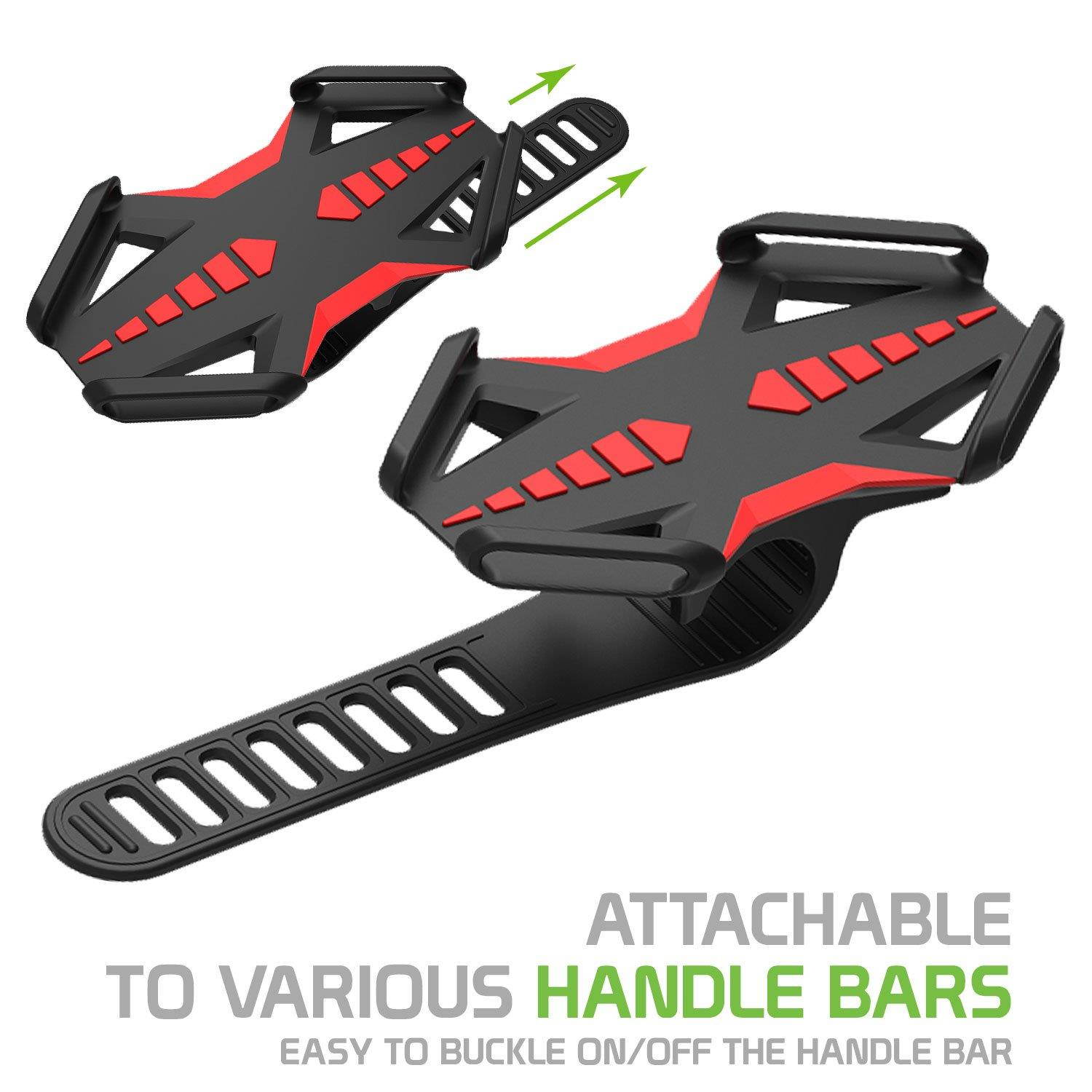 Cellet Bike Phone Mount, Bicycle Holder Mount Compatible for Apple iPhone Xs/Max/Xr/X/8/8 Plus Samsung Note 9/8/5 Galaxy S9/Plus/S8/Plus/S7 Motorola Z3 Play/Moto G6/X4/Z2 Force/Z2 Play/Z Droid Red