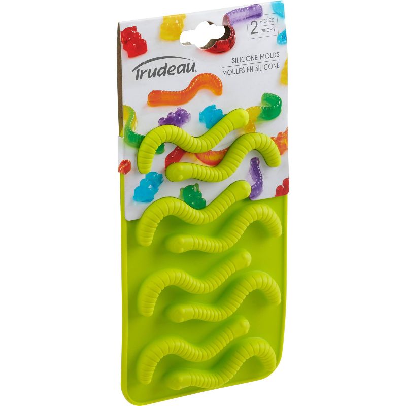 Trudeau 2pk Gummy Worms Chocolate Molds Green
