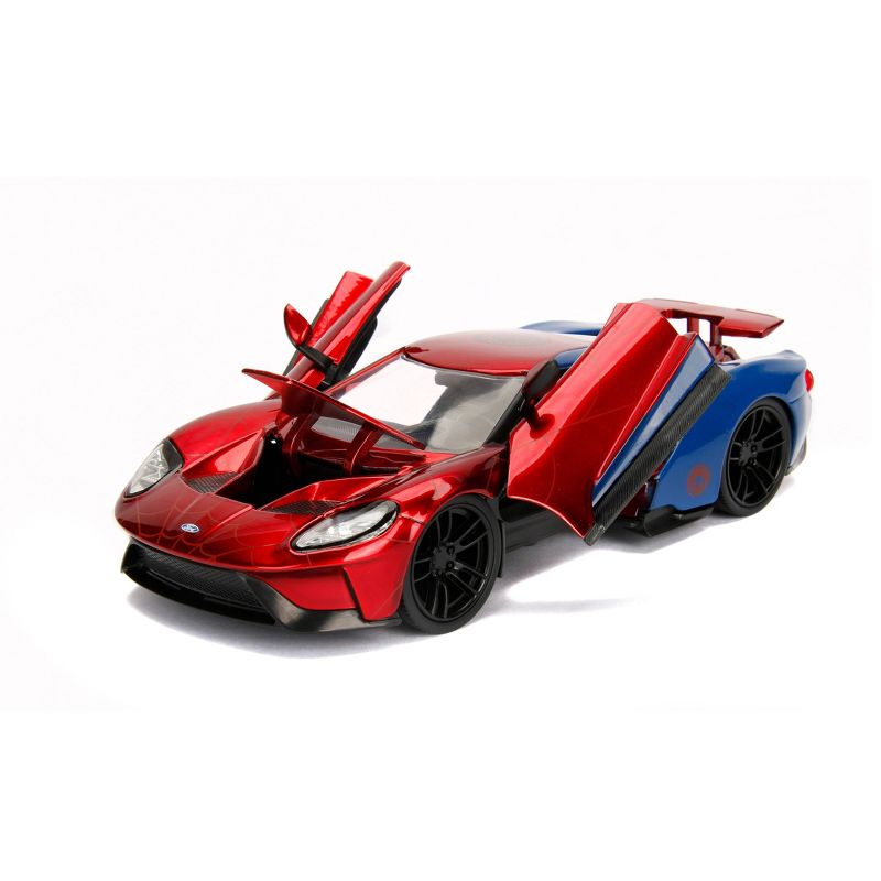 Jada Toys Marvel Spider-Man 2017 Ford GT Die-Cast Vehicle with Spider-Man Die-Cast Figure 1:24 Scale Candy Red