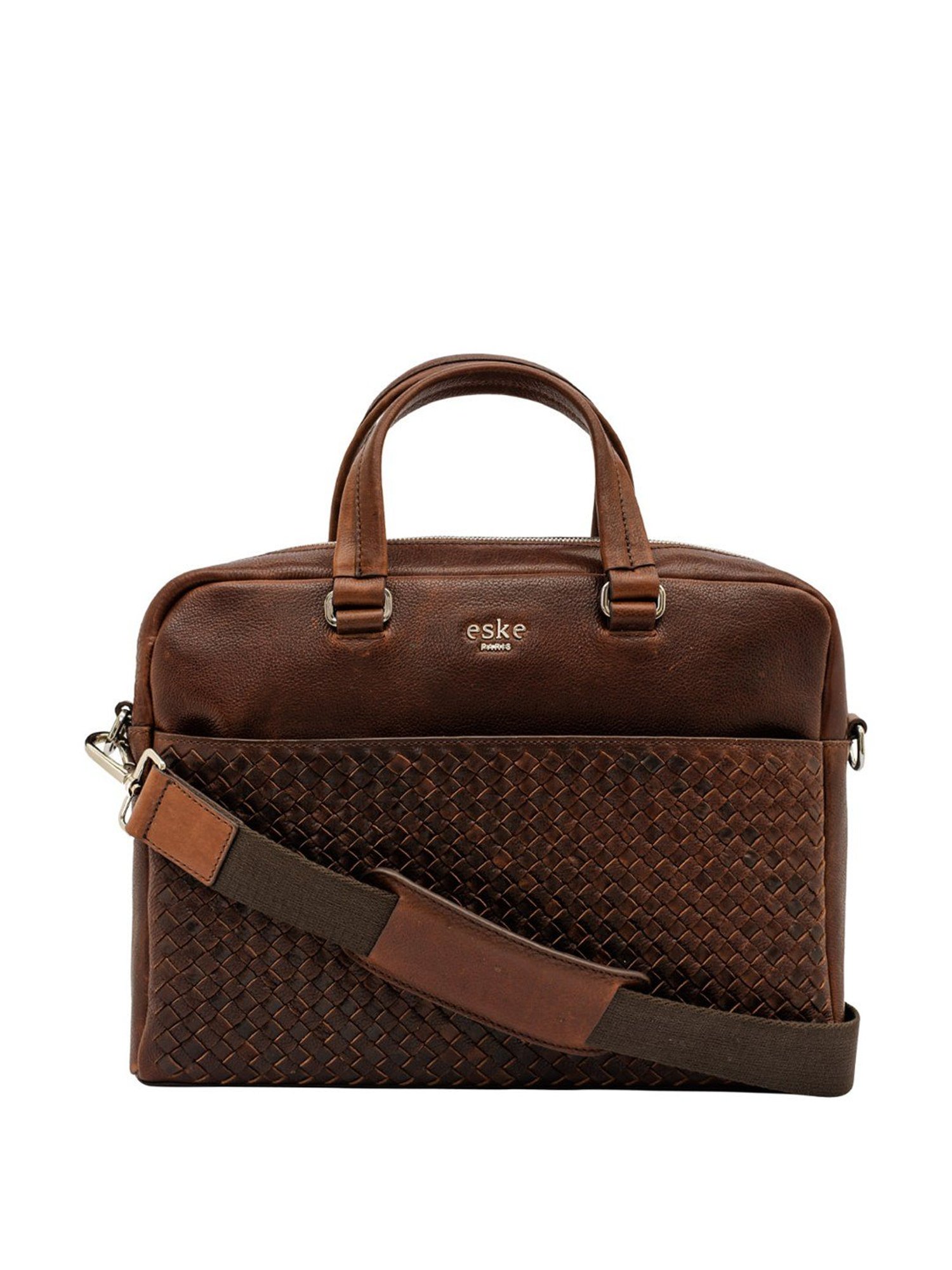 Eske Brooks Tan Leather Medium Laptop Messenger Bag