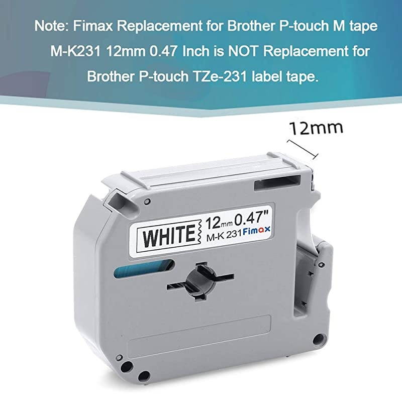 Compatible Label Tape Replacement for Brother PTouch M Tape M231 MK231 MK231 12mm 047 Inch to use with Brother PTouch PTM95 PT90 PT70 PT65 PT85 Black on White 262 Feet 3Pack
