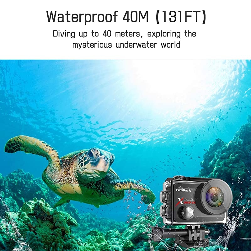 X30 Action Camera Native 4K 60fps 20MP WiFi with EIS Touch Screen Waterproof Camera 40M, 2x1350mAh Batteries and Professional Accessories
