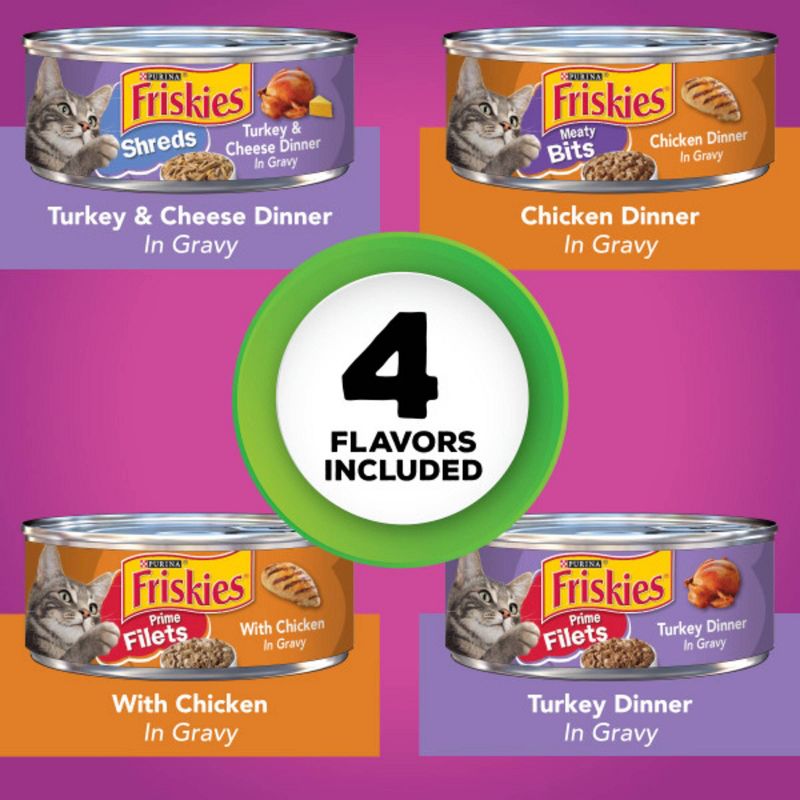 Purina Friskies Shreds, Meaty Bits & Prime Filets Poultry Wet Cat Food - 5.5oz/32ct Variety Pack