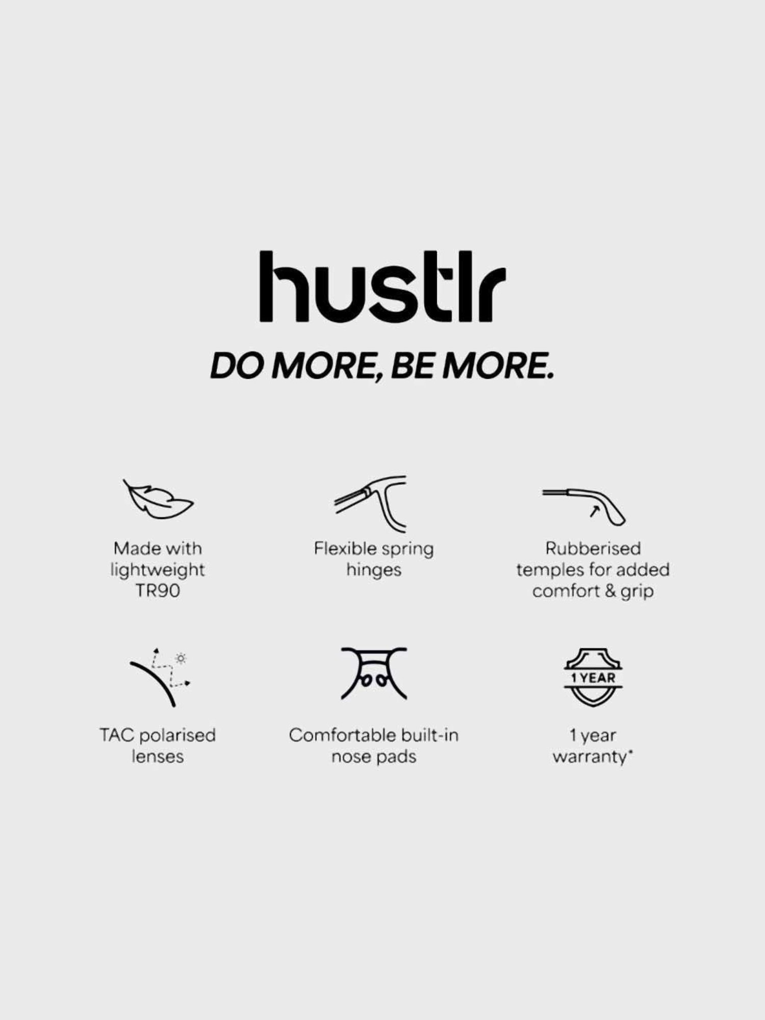 HUSTLR Brown Wayfarer Polarised and UV Protected Lens Unisex Sunglasses