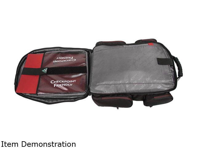Mobile Edge - Core Gaming Checkpoint Friendly 18.4" Backpack w/Velcro Front Panel - Black with Red Trim