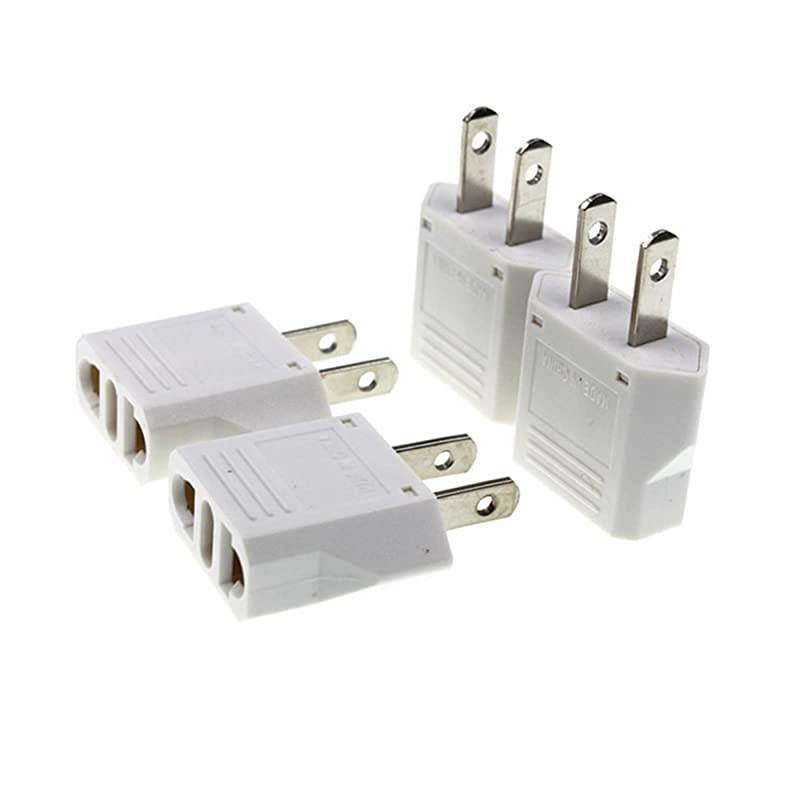 US USA Plug Adapter - EU European to America Japan Canada American Travel Plug Adapter, Europe to USA Power Outlet Adapters Wall Plugs (4-Pack)