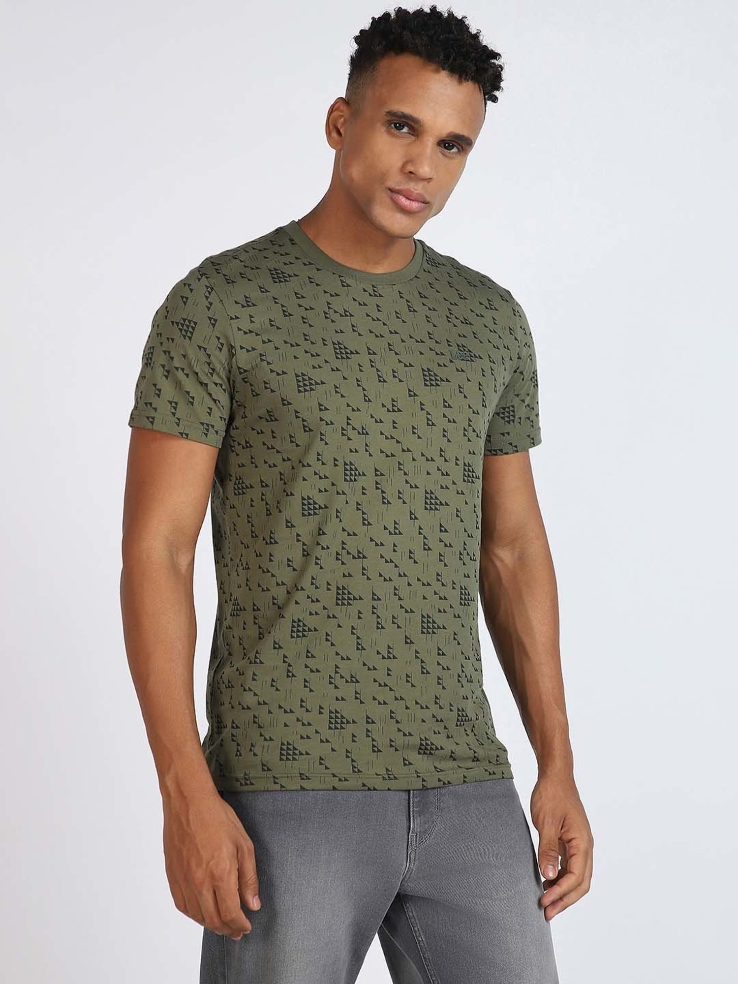 Lee Green Slim Fit Printed Crew T-Shirt