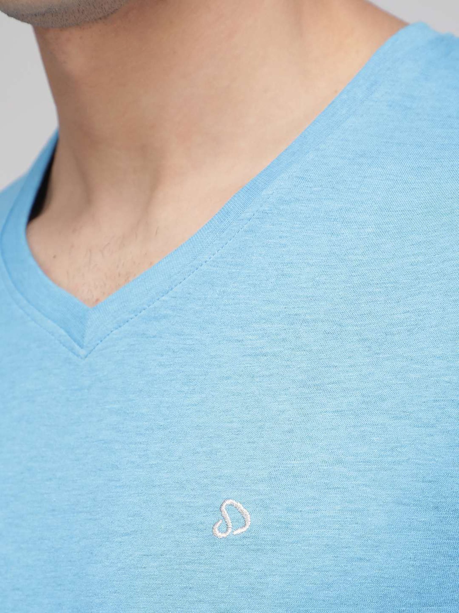 Sporto Light Blue Regular Fit T-Shirt