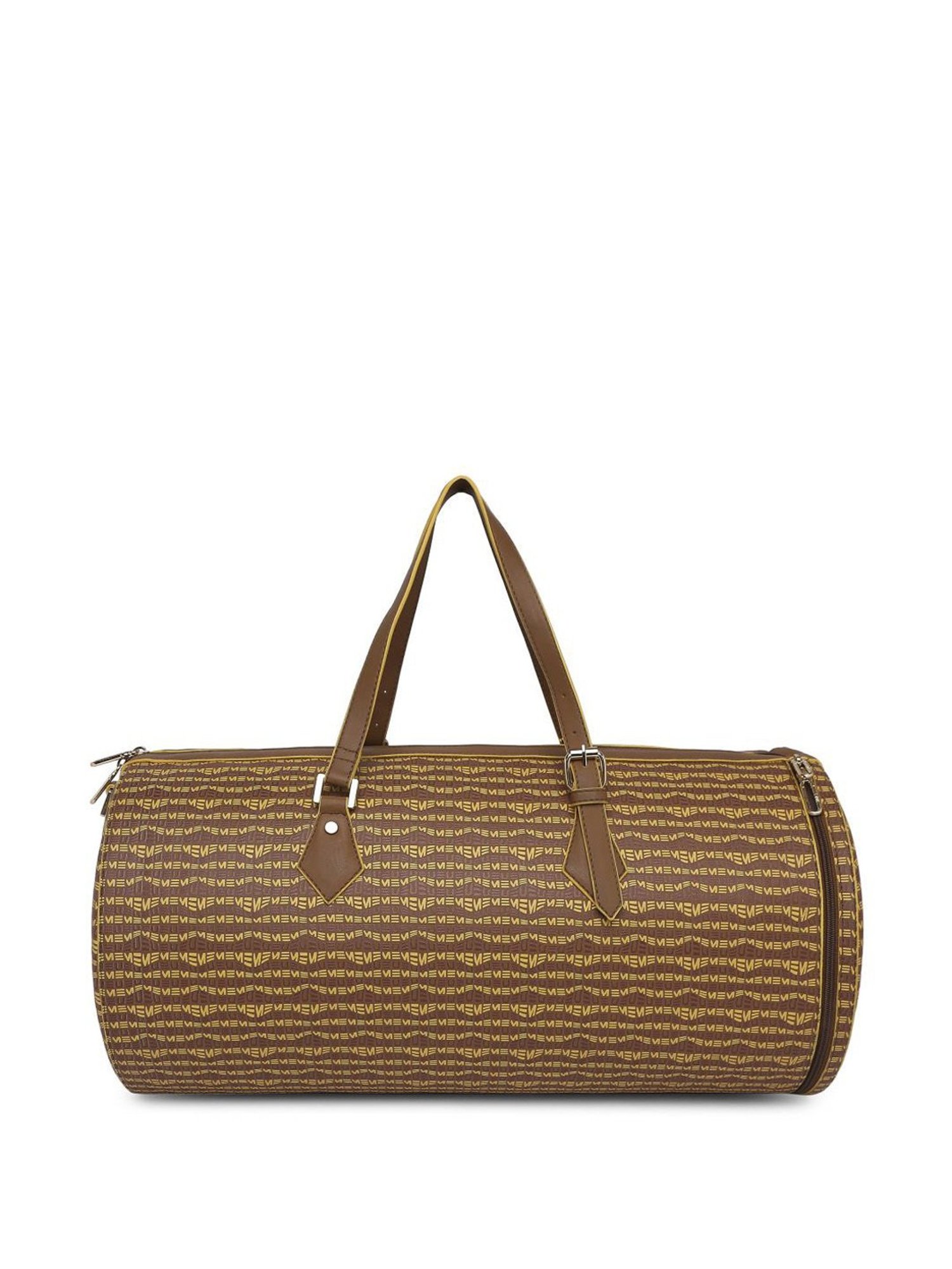 Eume Dragonfly Rubber Brown Leather Printed Duffle Bag