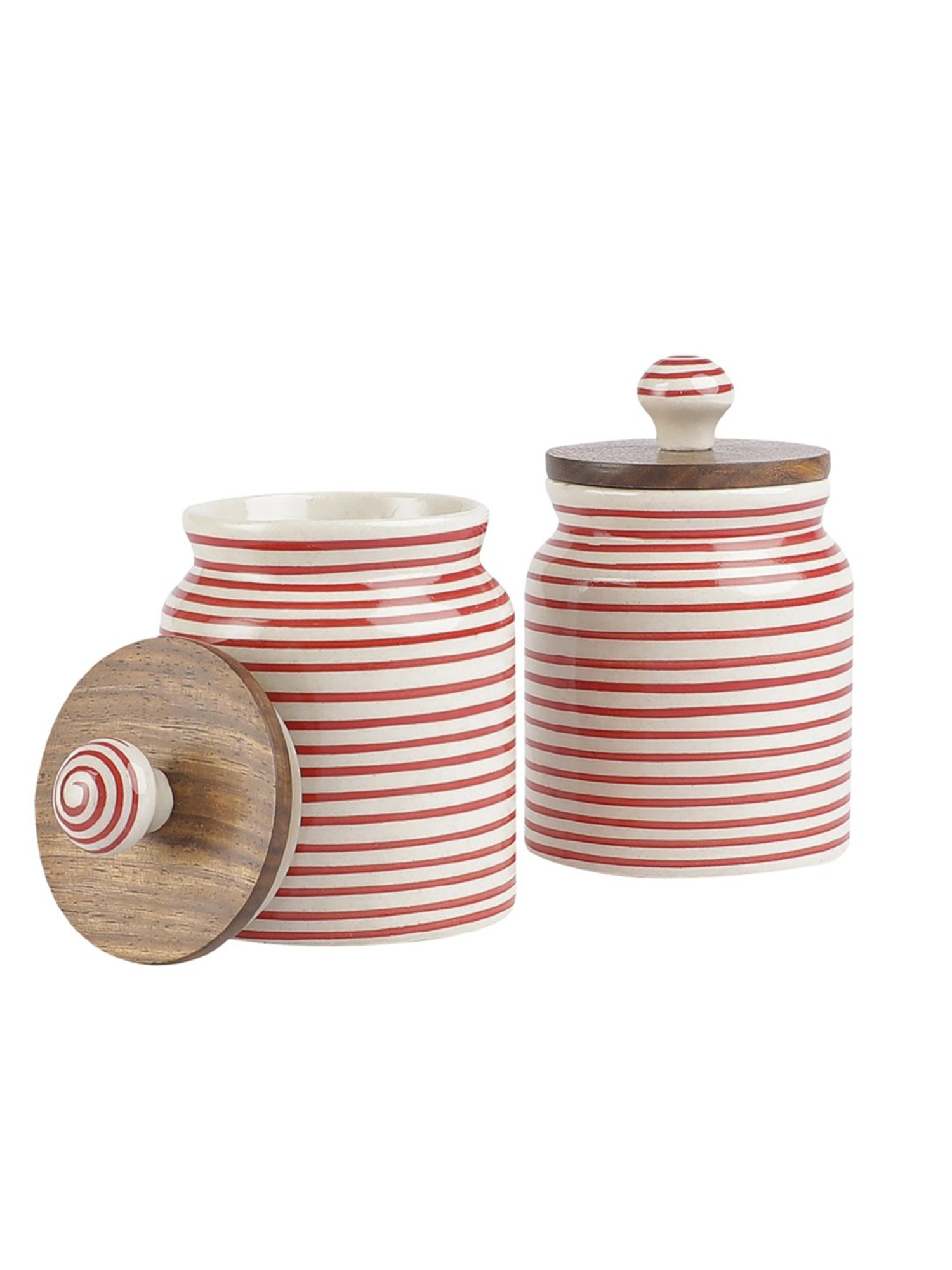 VarEesha Red Small Ceramic Jars - Set of 2