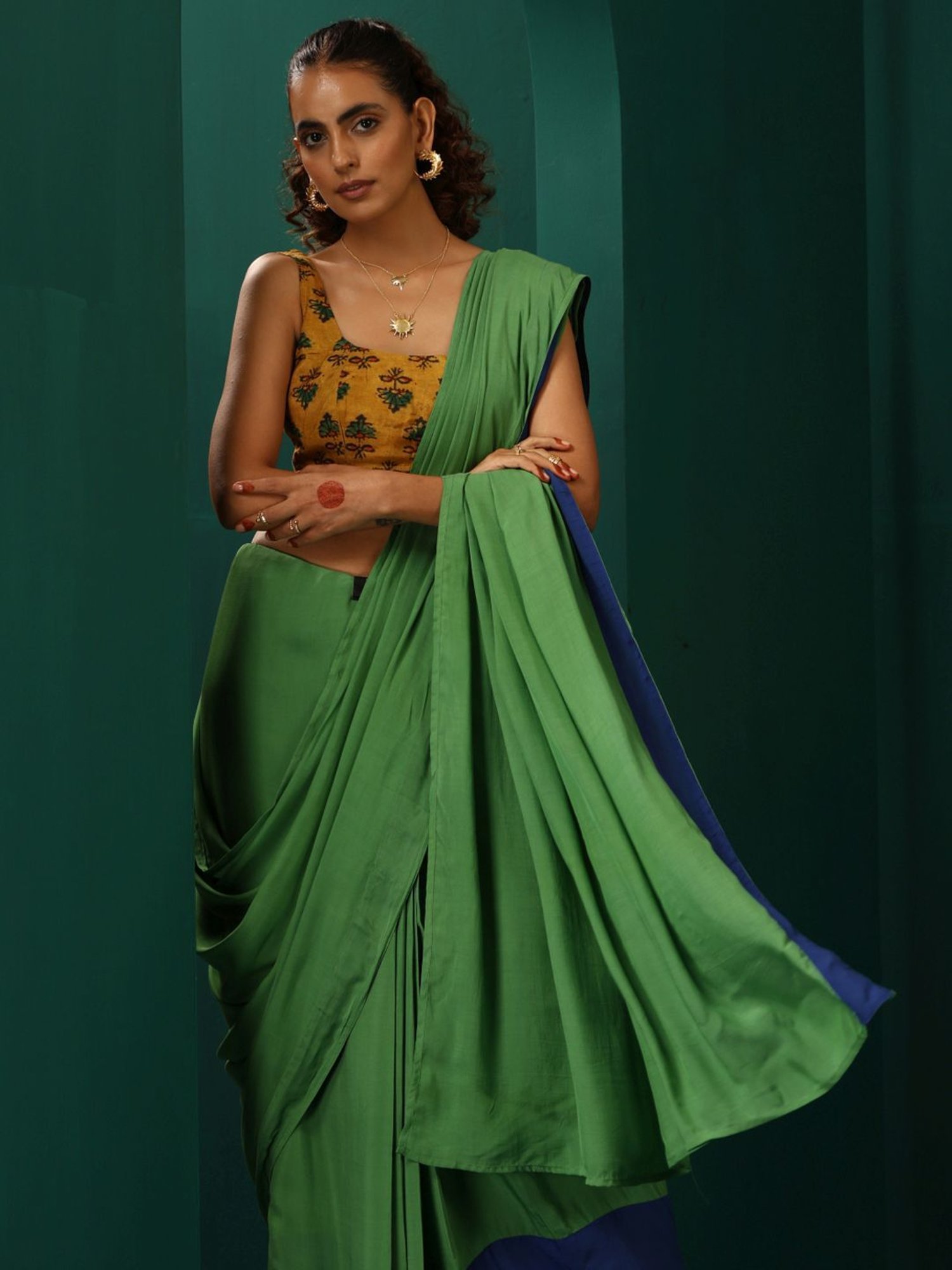 true Browns Yellow Printed Blouse