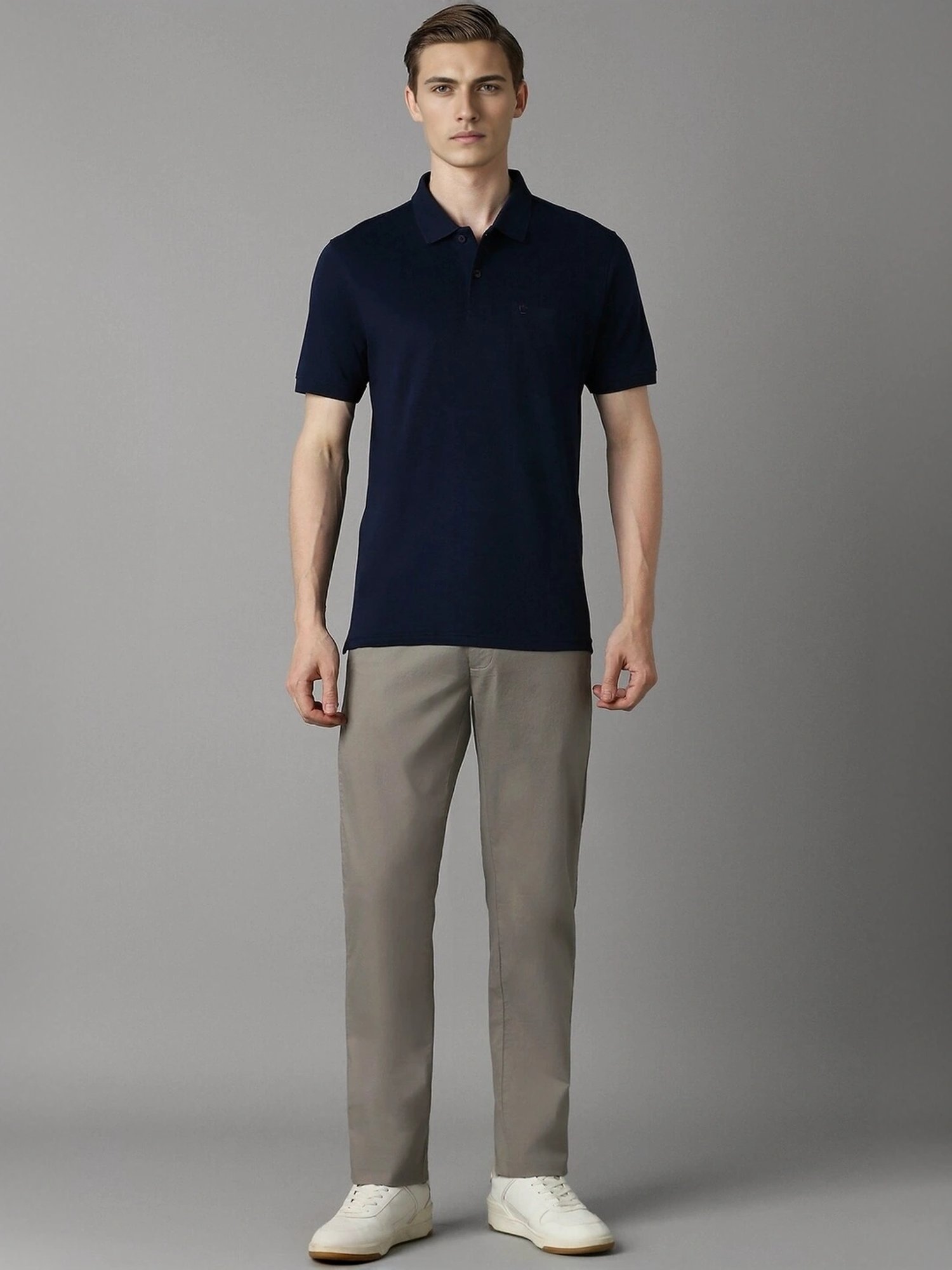 Louis Philippe Navy Cotton Regular Fit Polo T-Shirt