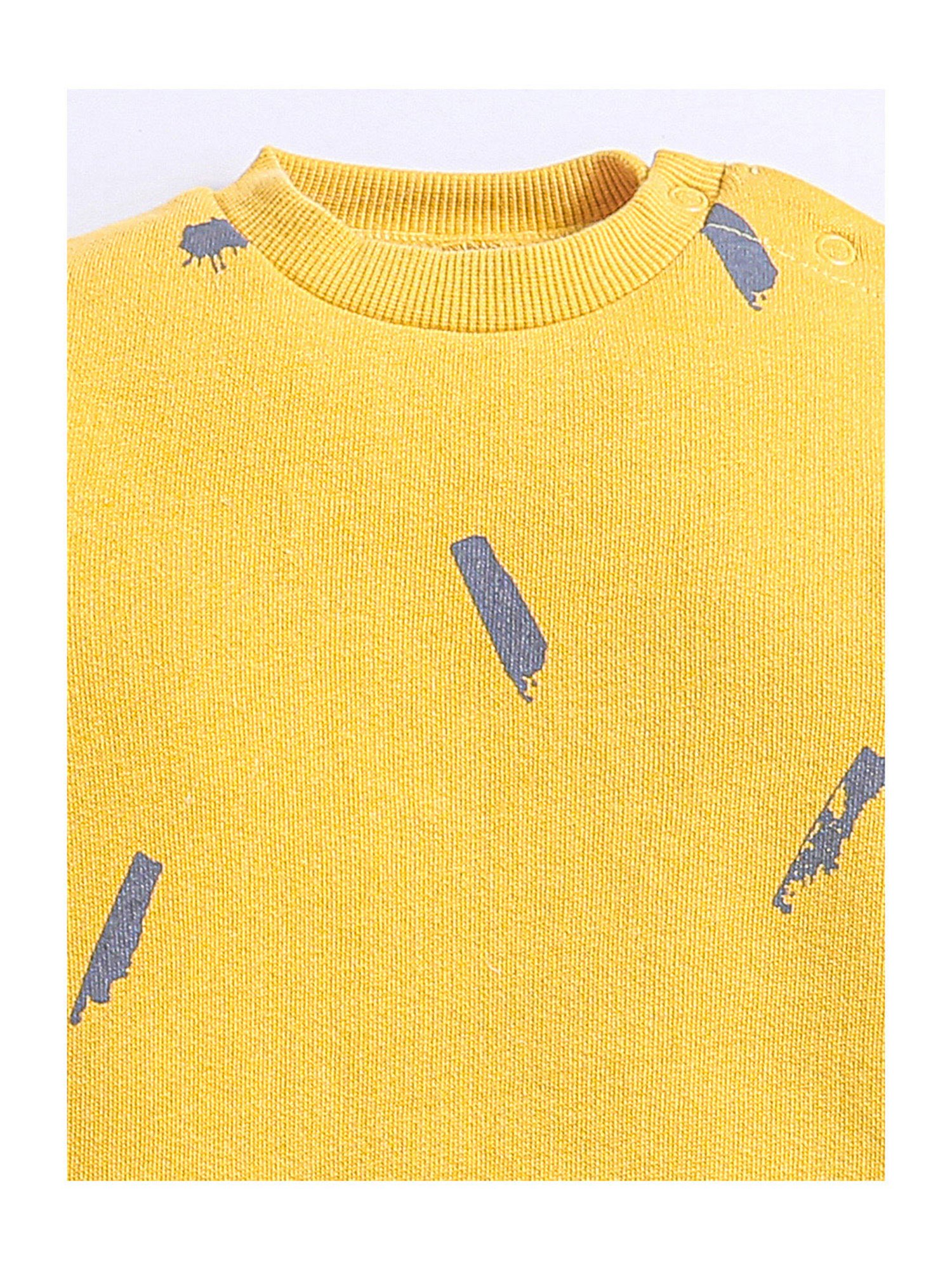 Nino Bambino Kids Mustard Printed Full Sleeves Romper