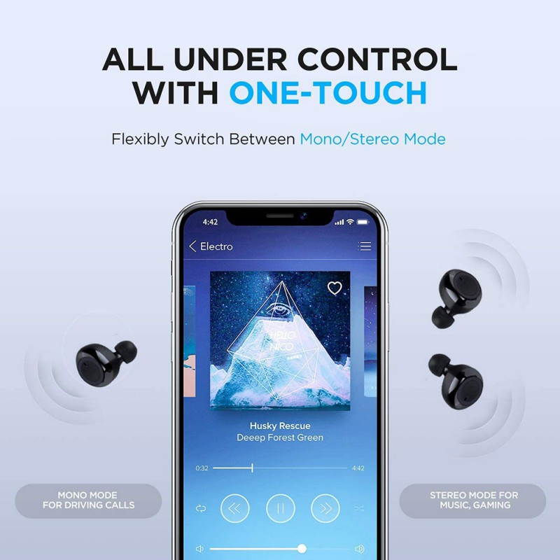 Norbi W12 TWS Bluetooth Earphones Fingerprint Touch Wireless Earbuds HD Stereo Wireless Headphones Noise Cancelling Gaming Headset For Samsung/Apple/iPhone/Android