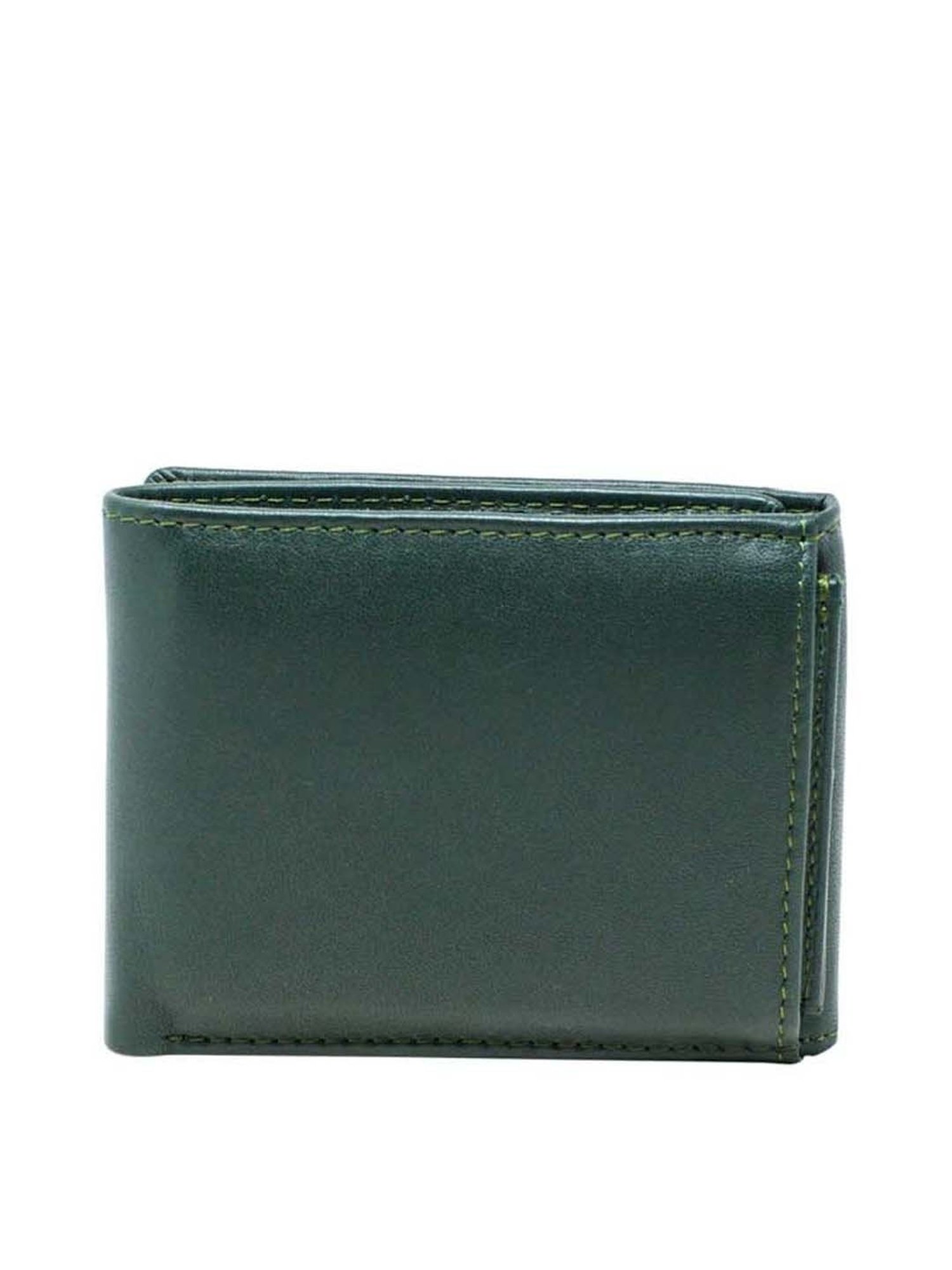 Tohl Green Casual Leather Tri-Fold Wallet for Men
