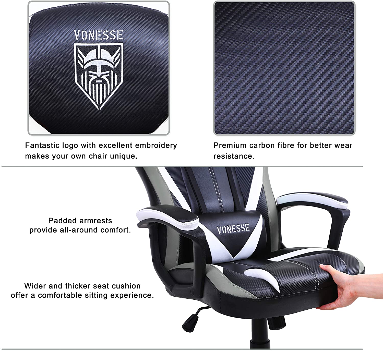 Vonesse Green Gaming Chair, Gaming Desk Chair for Teens, Computer Chair with Massage, High Back Home Office Desk Chairs, Big and Tall Gamer Chair, Computer Desk Chair, Game Chair for Kids (Green)