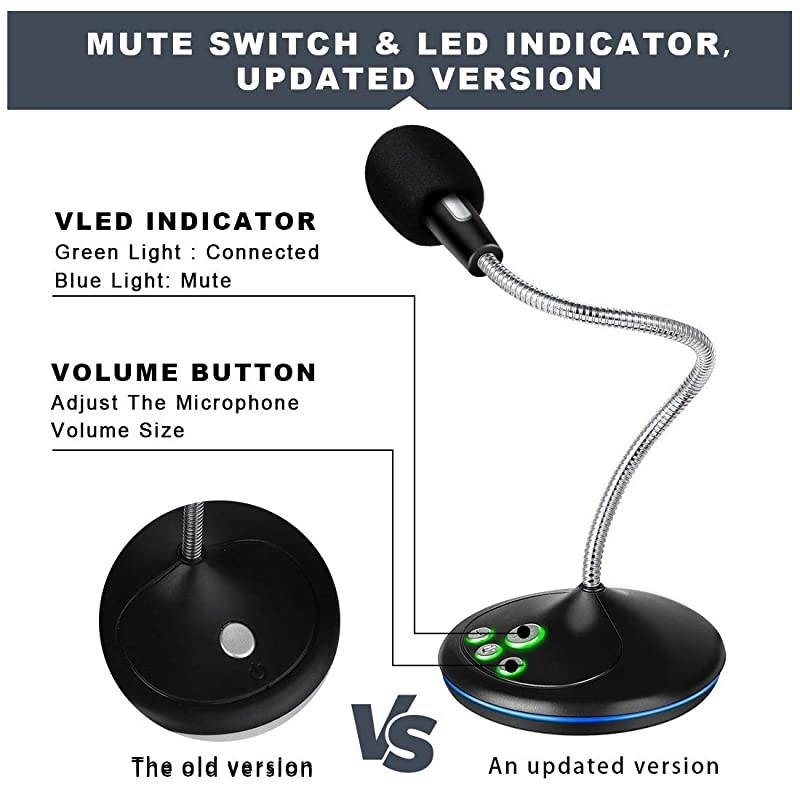 USB Microphone for ComputerPlugampPlay Streaming Vocal Voice Studio Recording Condenser Mic with ButtonCompatible with Desktop PC LaptopMac Ideal for YouTubeSkypeRecordingGamingPodcast