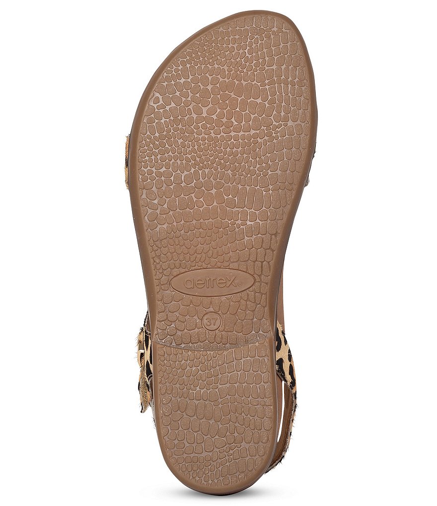 Aetrex Tia Leopard Print Leather Strappy Sandals