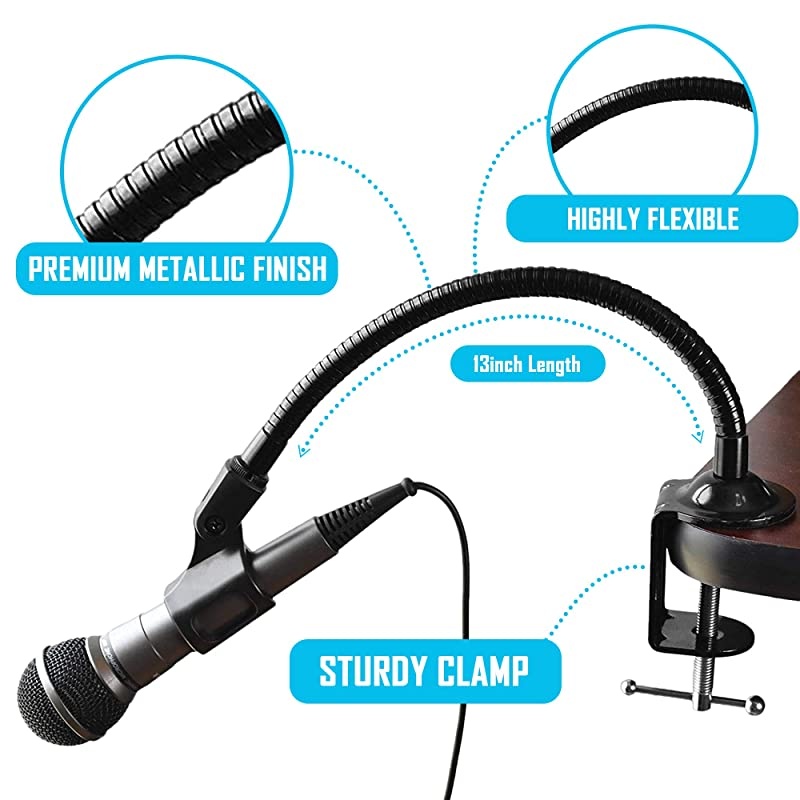 Flexible Gooseneck Microphone Stand with Desk Clamp for Radio Broadcasting Studio Live Broadcast Equipment TV Stations 13 Clamp