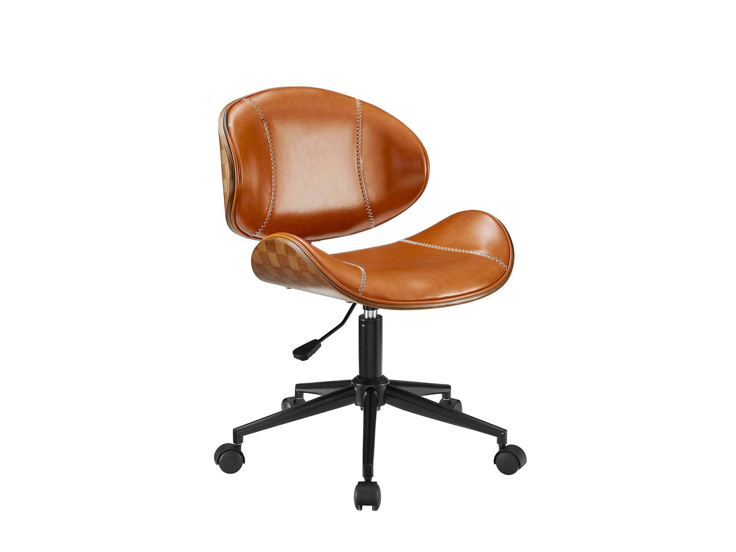 Art-Leon Faux Leather Upholstery Swivel Accent Home Office Desk Chair with 5 Casters and Unique Chess-Board Back Deco