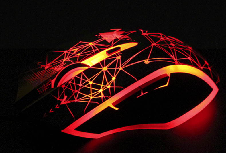 Ajazz AJ119  Ergonomic Design, Cool Exterior 4-color Backlit 3200DPI 6 Programmable Buttons, USB Wired  Gaming Mouse-Black