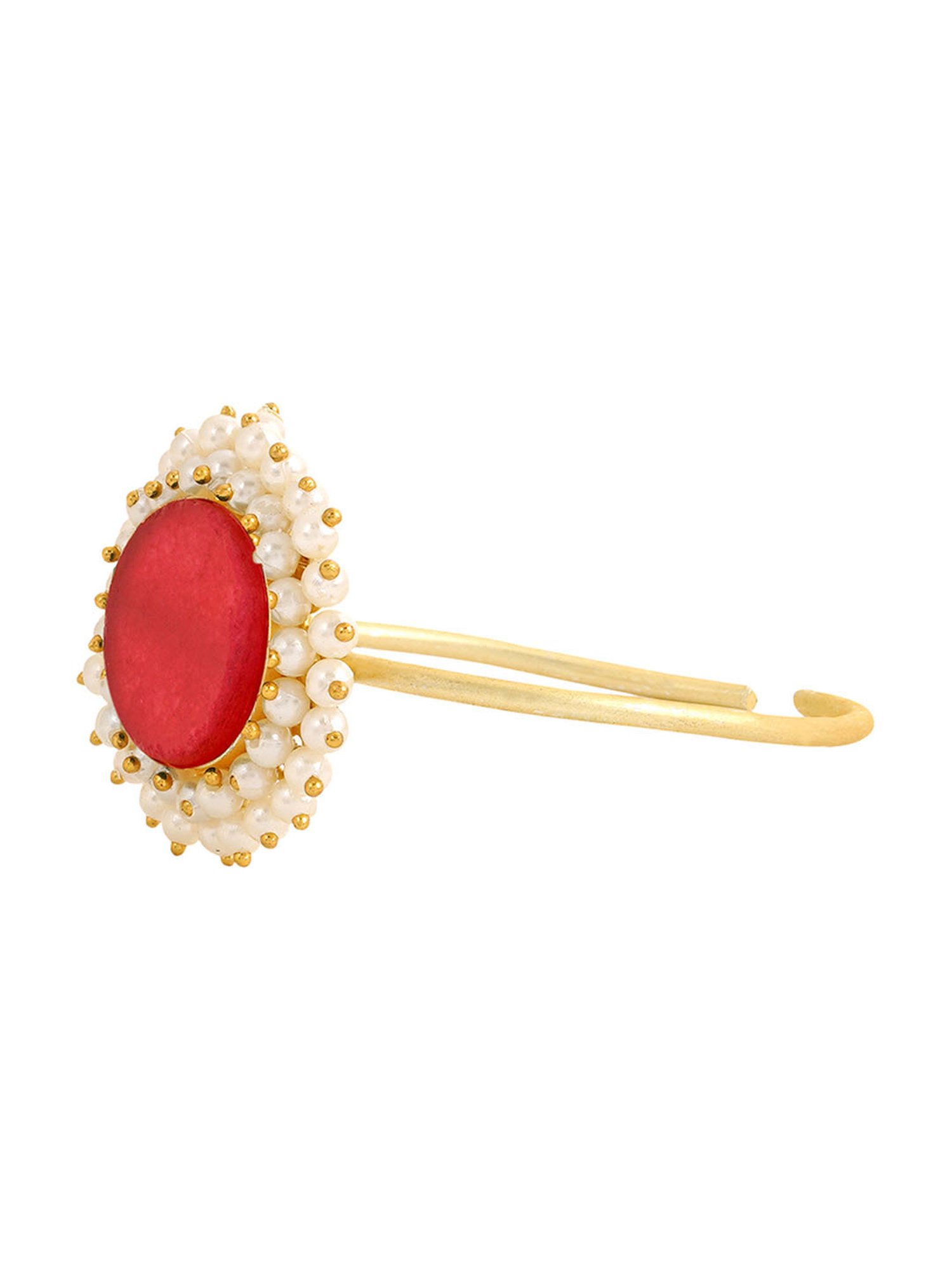 Teejh Aasita Red Studded Pearl Bracelet