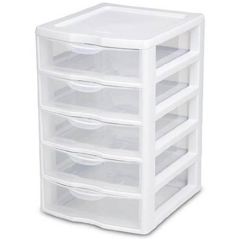 Sterilite Clearview Small Plastic 5 Drawer Desktop Storage System (4 Pack)