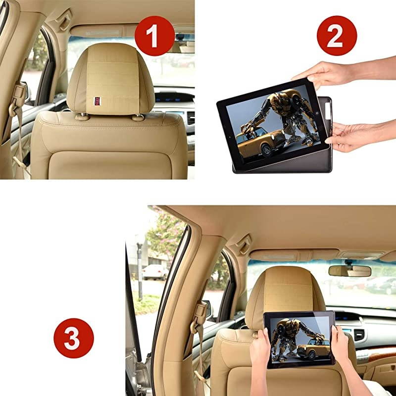 iPad 4 / iPad 3 / iPad 2 Car Headrest Mount Holder&ndash;Fast-Attach Fast-Release Edition - Black