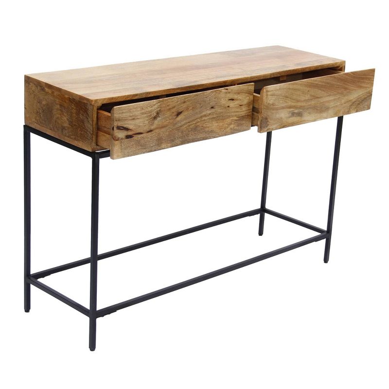 Mango Wood and Metal Console Table Natural Oak - The Urban Port