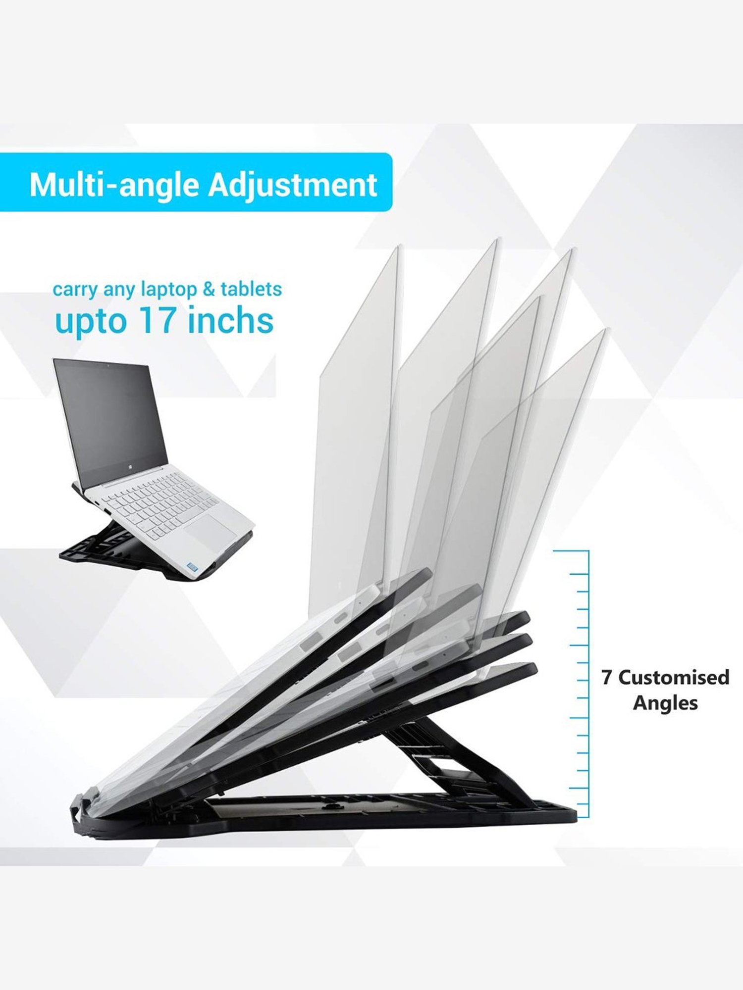 Portronics My Buddy Hexa 22 POR 1157 17 Inches Portable Laptop Stand (Black)