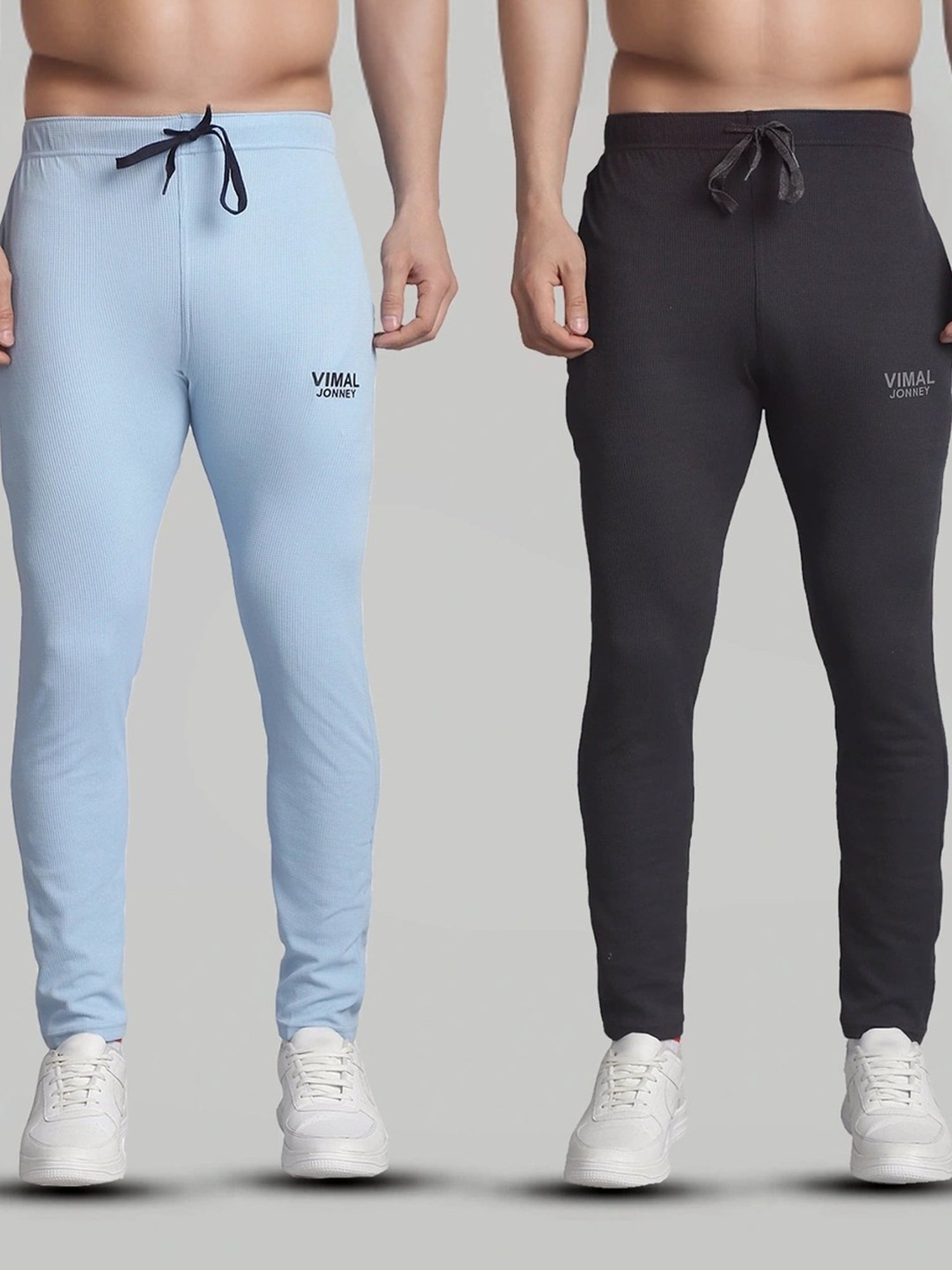 Vimal Jonney Multicolored Regular Fit Texture Trackpants - Pack Of 2