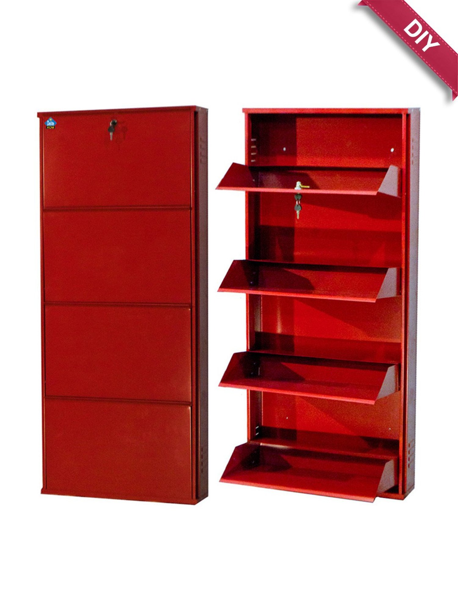 Delite Kom Metal Shoe Rack - 24" 10 Shelf, Double Decker, Ivory, PowderCoat, Wall Mount, DIY