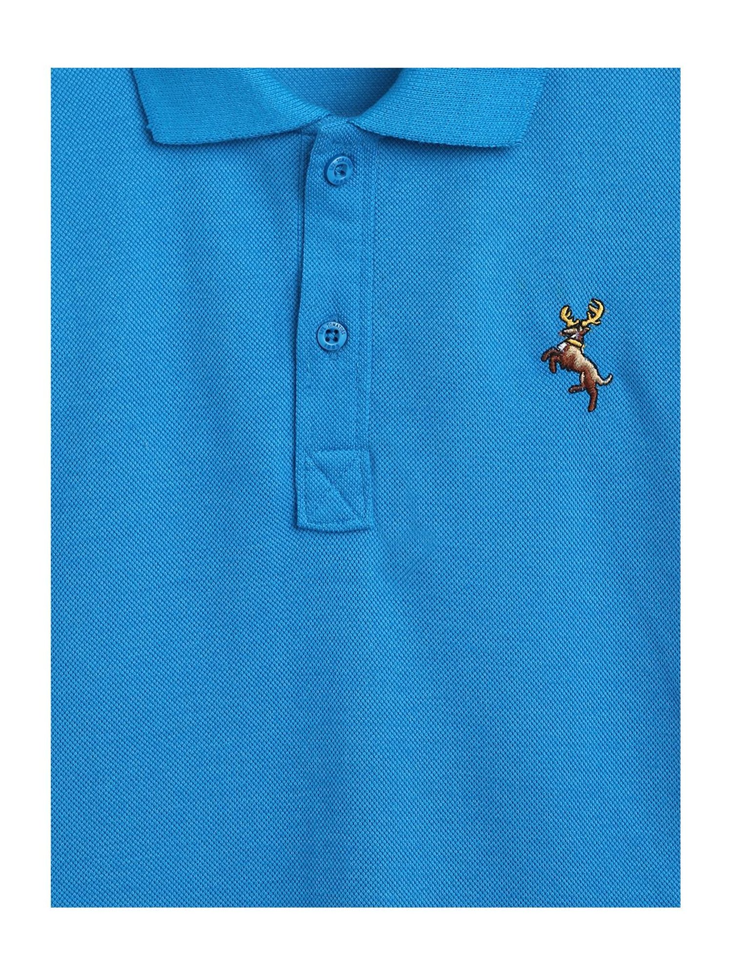 Li'l Tomatoes Kids Turquoise Embroidered T-Shirt