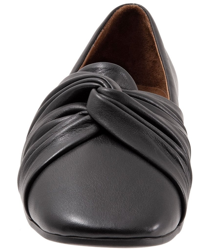 Bueno Emma Leather Pleated Knot Slip-On Flat Loafers