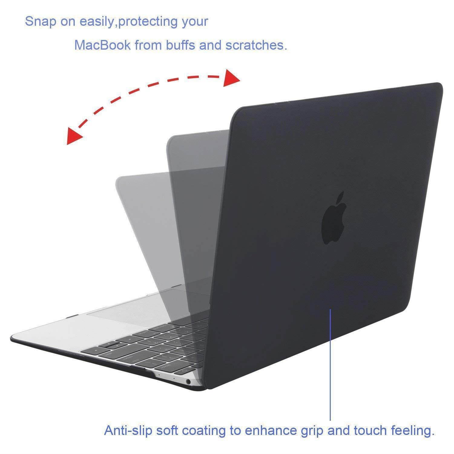 MOSISO Plastic Hard Shell Case & Keyboard Cover Compatible MacBook 12 Inch Retina Display Model A1534 (Newest Version 2017/2016/2015), Black