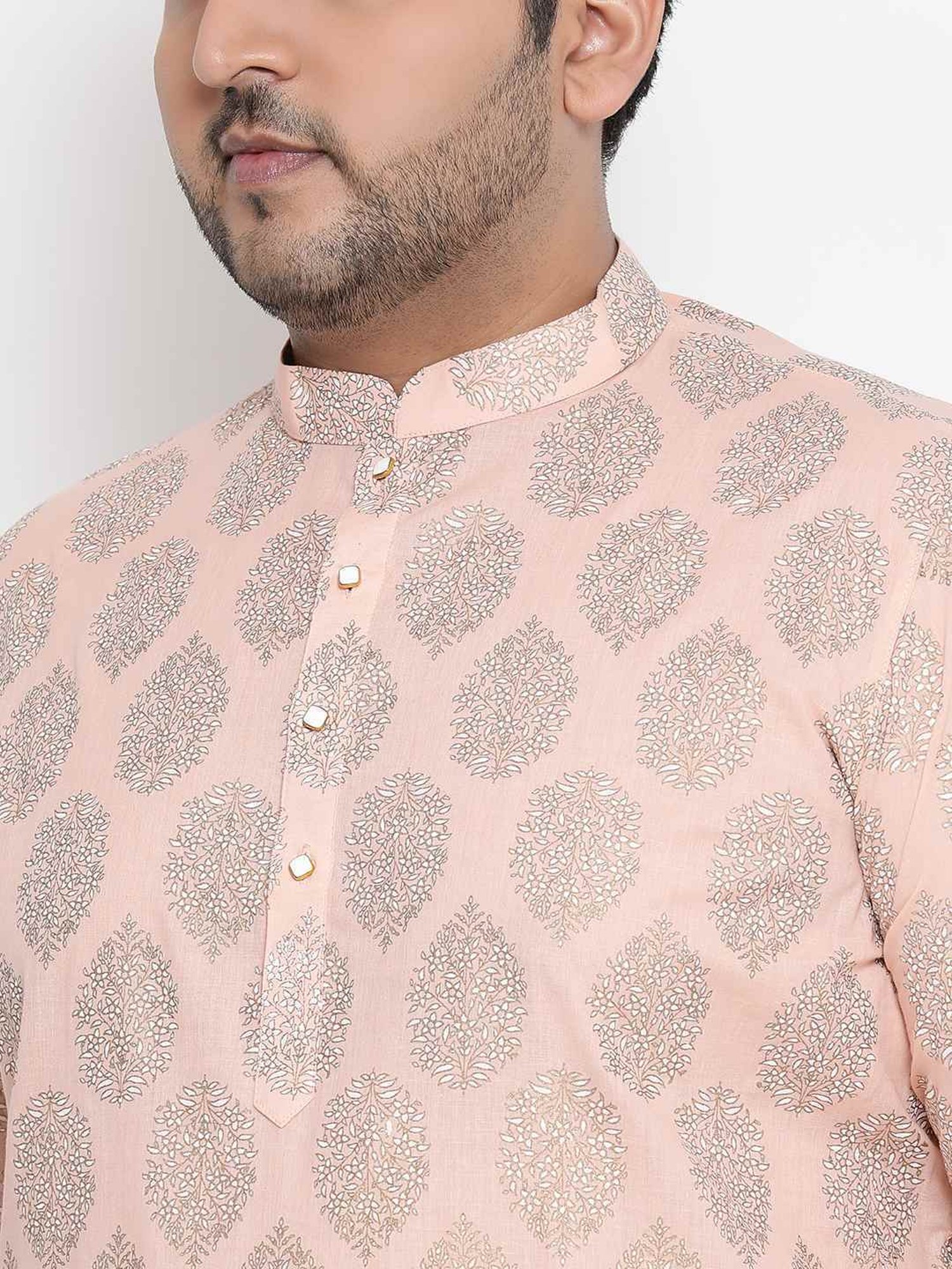 KISAH PLUS Peach Regular Fit Printed Kurta