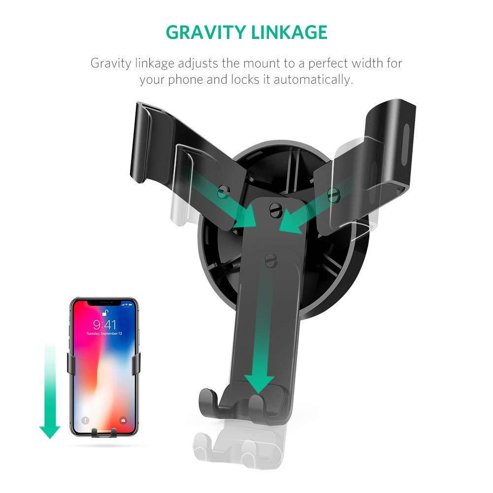 UGREEN Car Air Vent Mount Cell Phone Holder Gravity Compatible for iPhone Xs X XR 6S 7 Plus 8 5S 6, Samsung Galaxy S9 S7 Edge S8 S6, Google Pixel 2 XL, LG G6 Smartphone (Black)