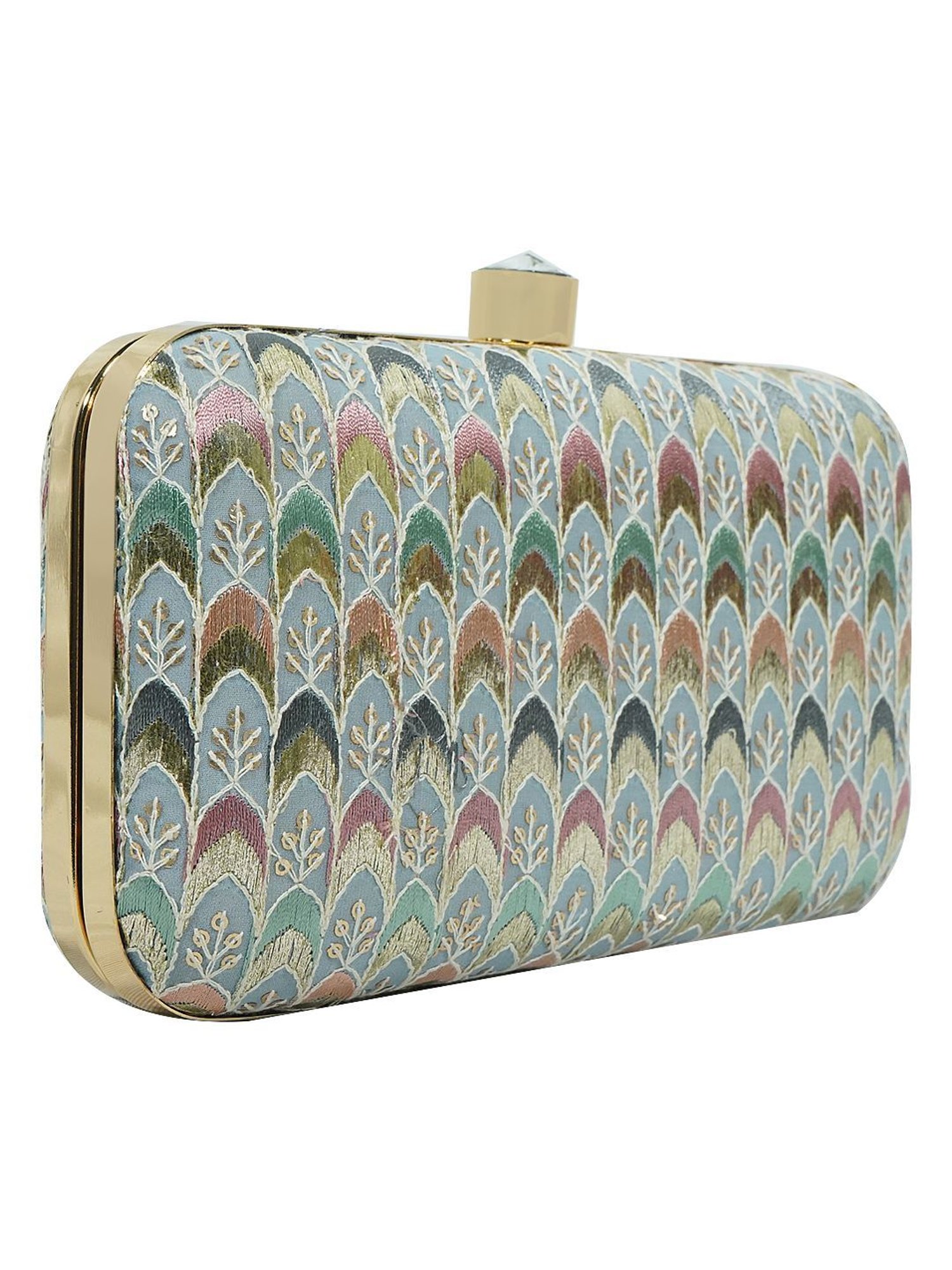 Horra Sky Blue Embellished Clutch