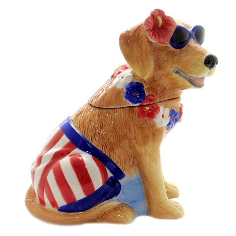 Tabletop 9.25" Hot Dogs 3D Treat Cookie Jar Beach Sand Hawaiian  Sunglasses Certified International  -  Food Storage Containers