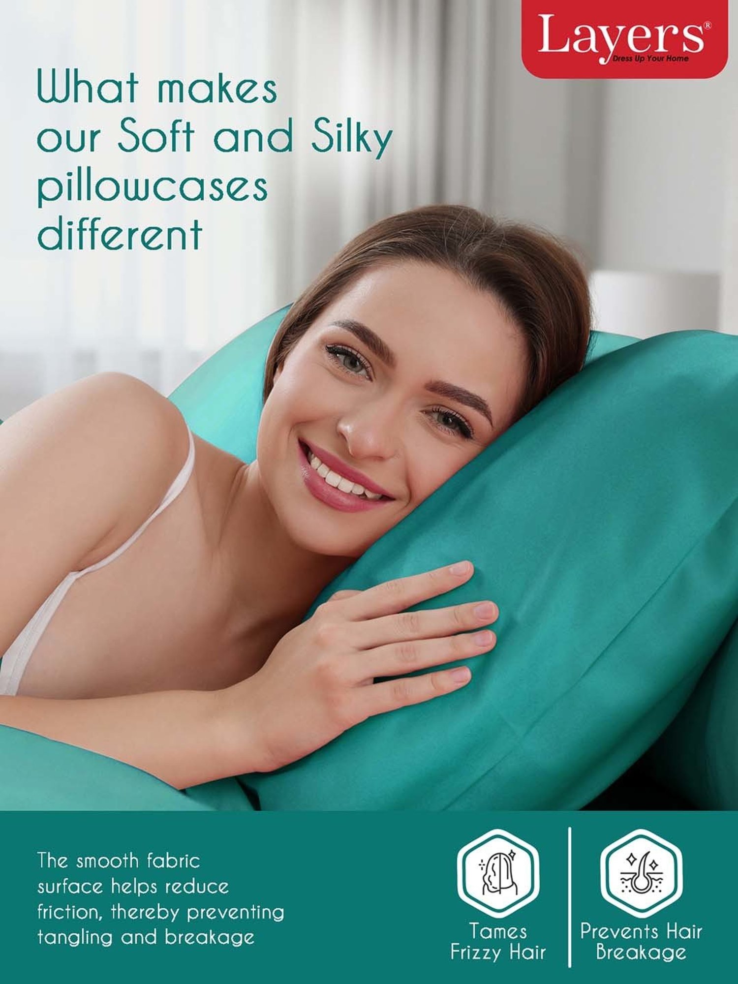 Layers Emerald Green 85 GSM Micro Satin Silk Pillow Covers - Set of 2